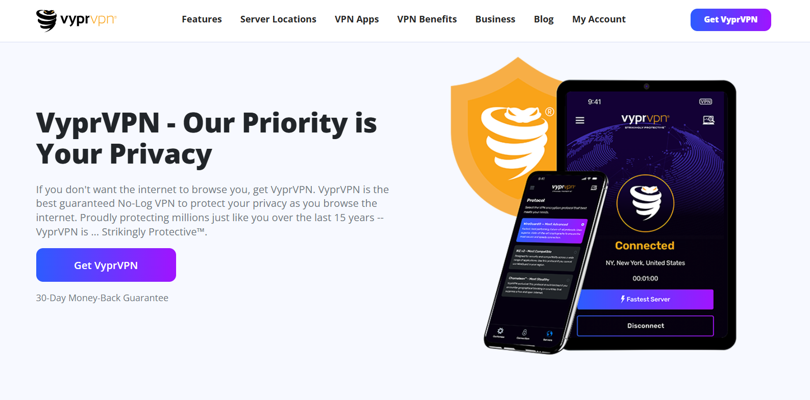 Главная страница сайта VyprVPN